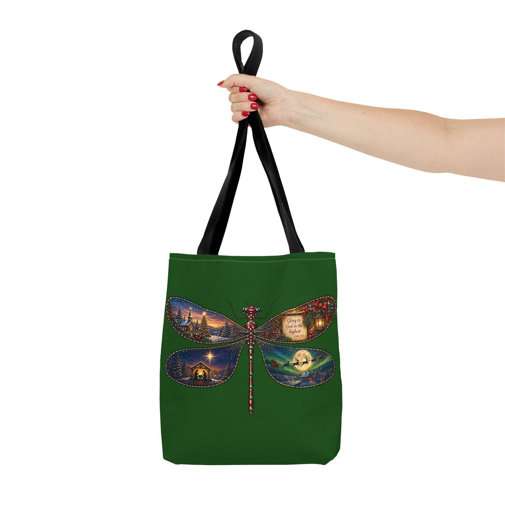 Nativity Dragonfly Tote Bag, Holiday Christmas Scene Wings