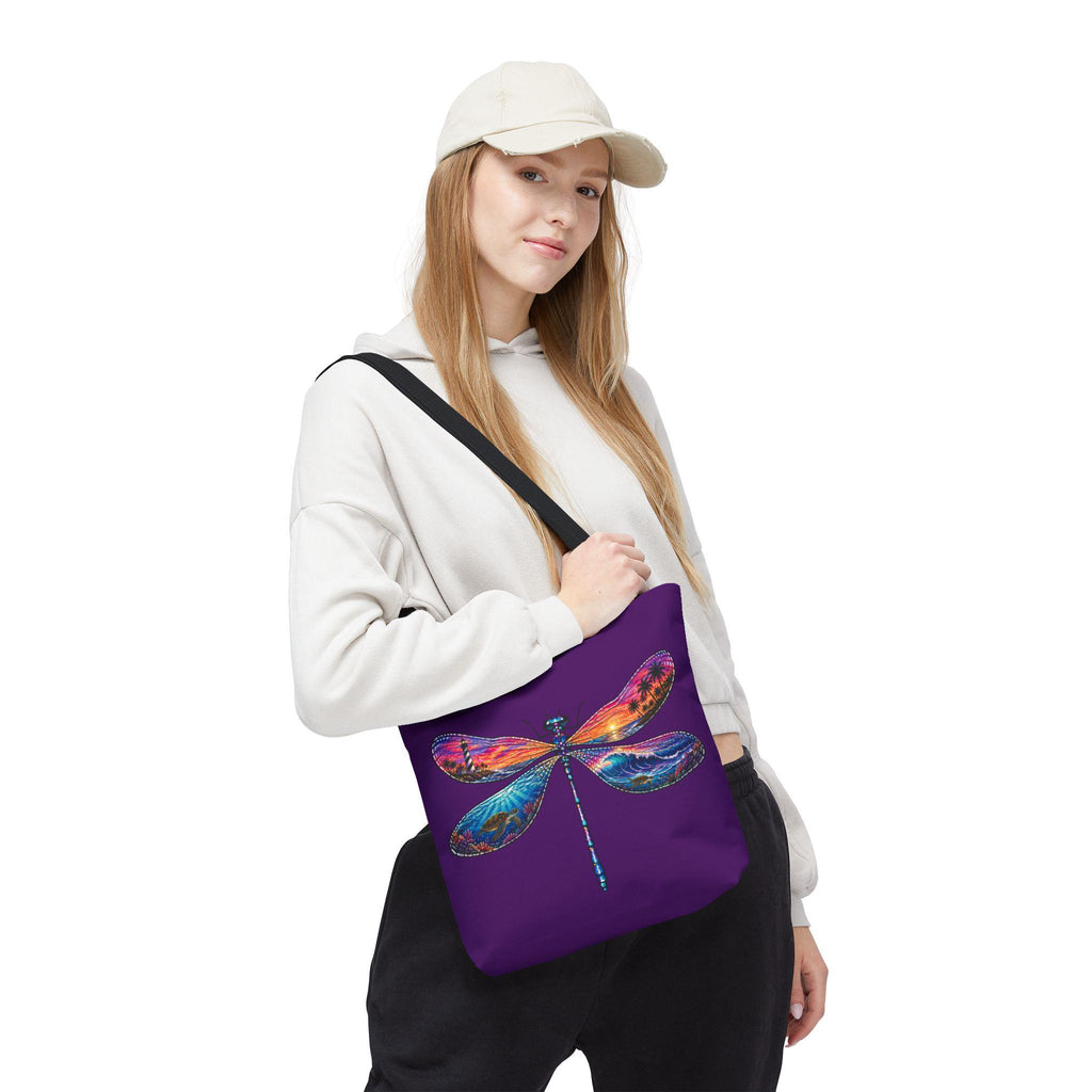 Dragonfly Sunset Tote Bag, Coastal Beach Art, Nautical Seaside Accessory