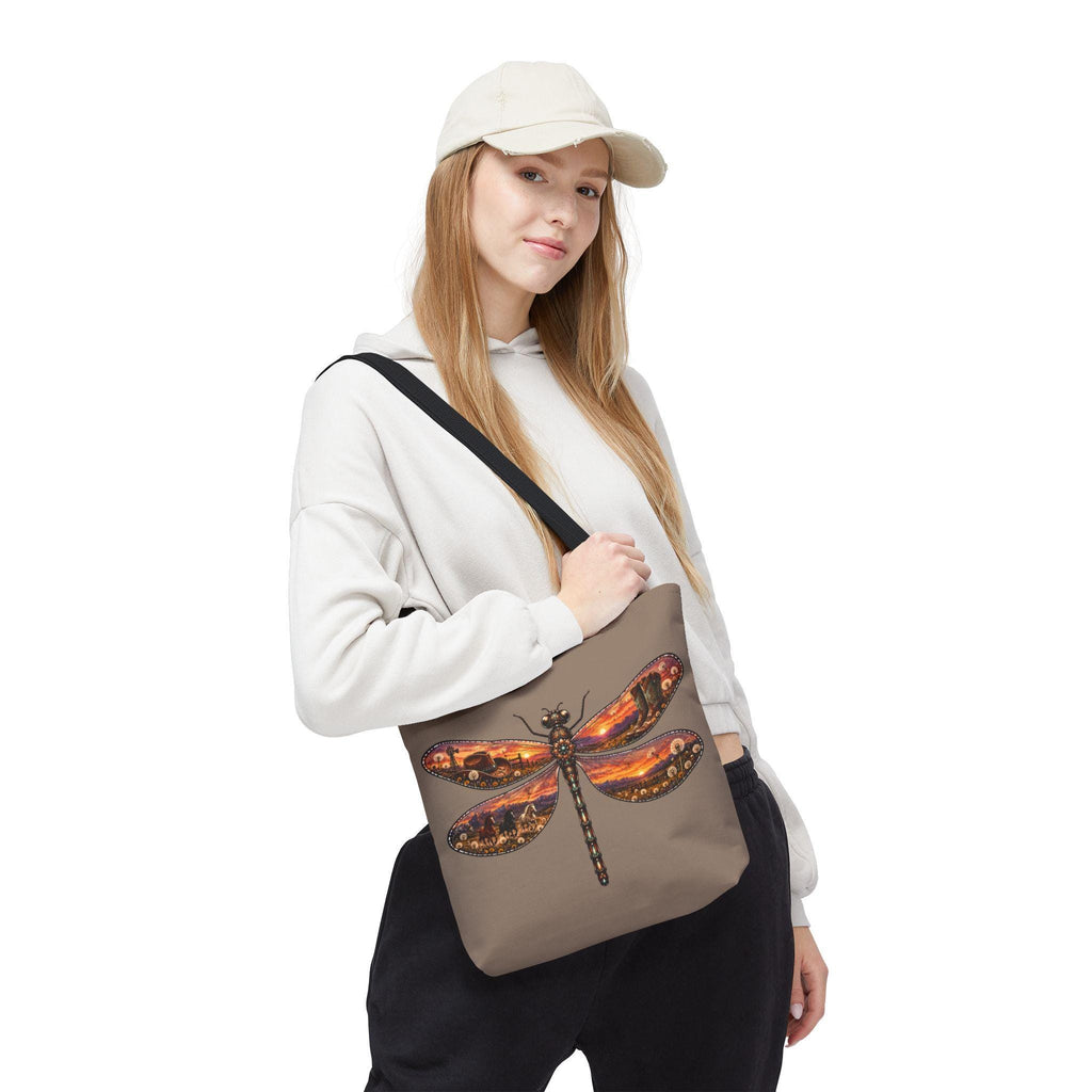 Dragonfly Tote Bag, Southwestern Sunset Landscape Art, Country Western Tote