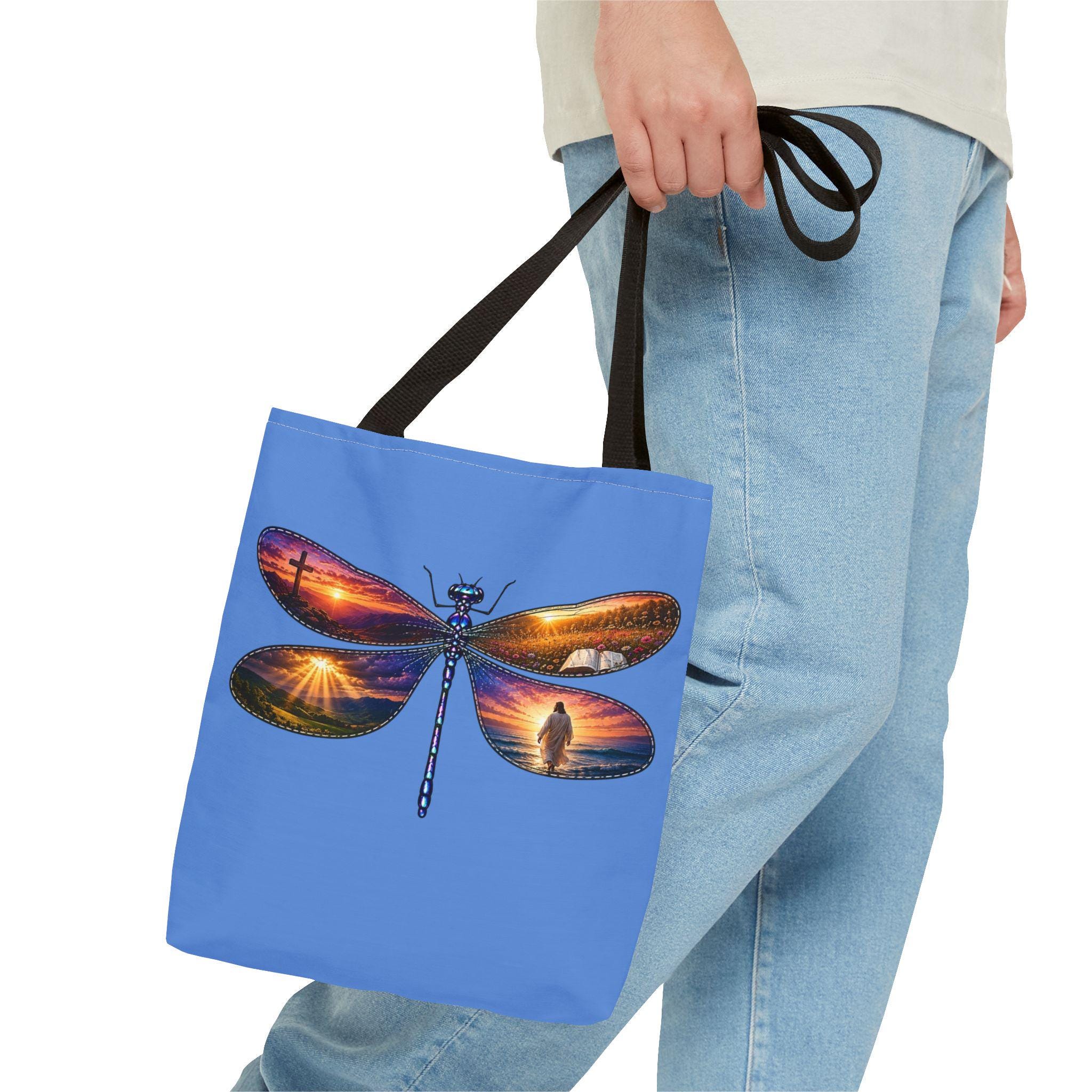 Dragonfly Sunset Wings Tote Bag, Christian Gift, Faith Tote