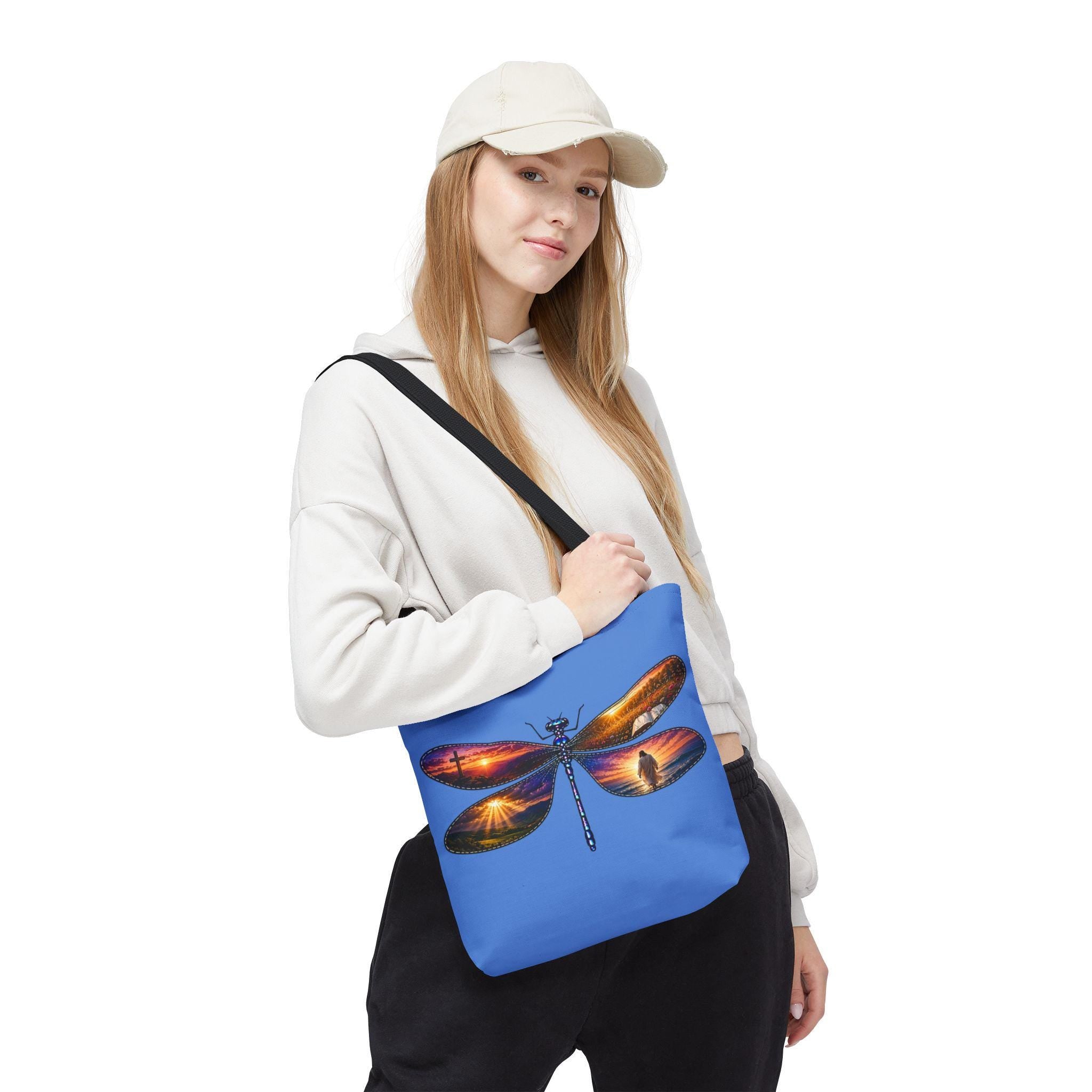 Dragonfly Sunset Wings Tote Bag, Christian Gift, Faith Tote