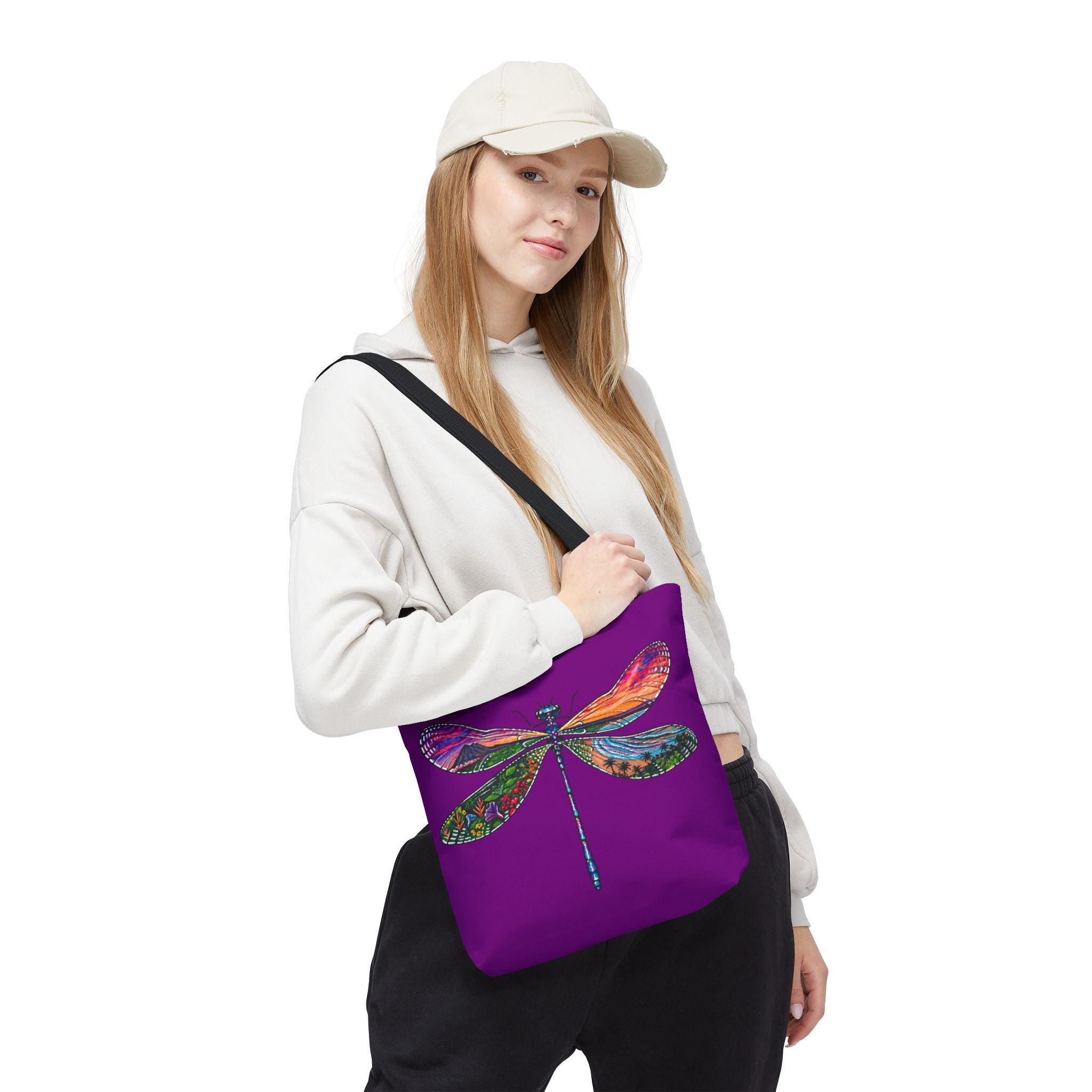 Hawaiian Dragonfly Tote, Tropical Landscape Art, Nature Lover Gift