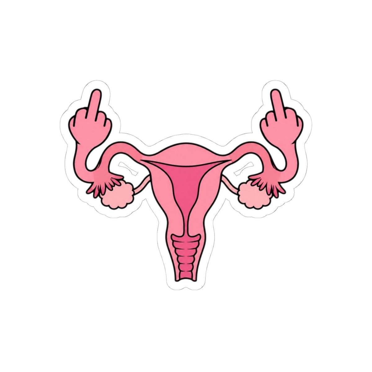 Middle Finger Uterus Kiss-Cut Sticker | Feminist Reproductive Rights Sticker
