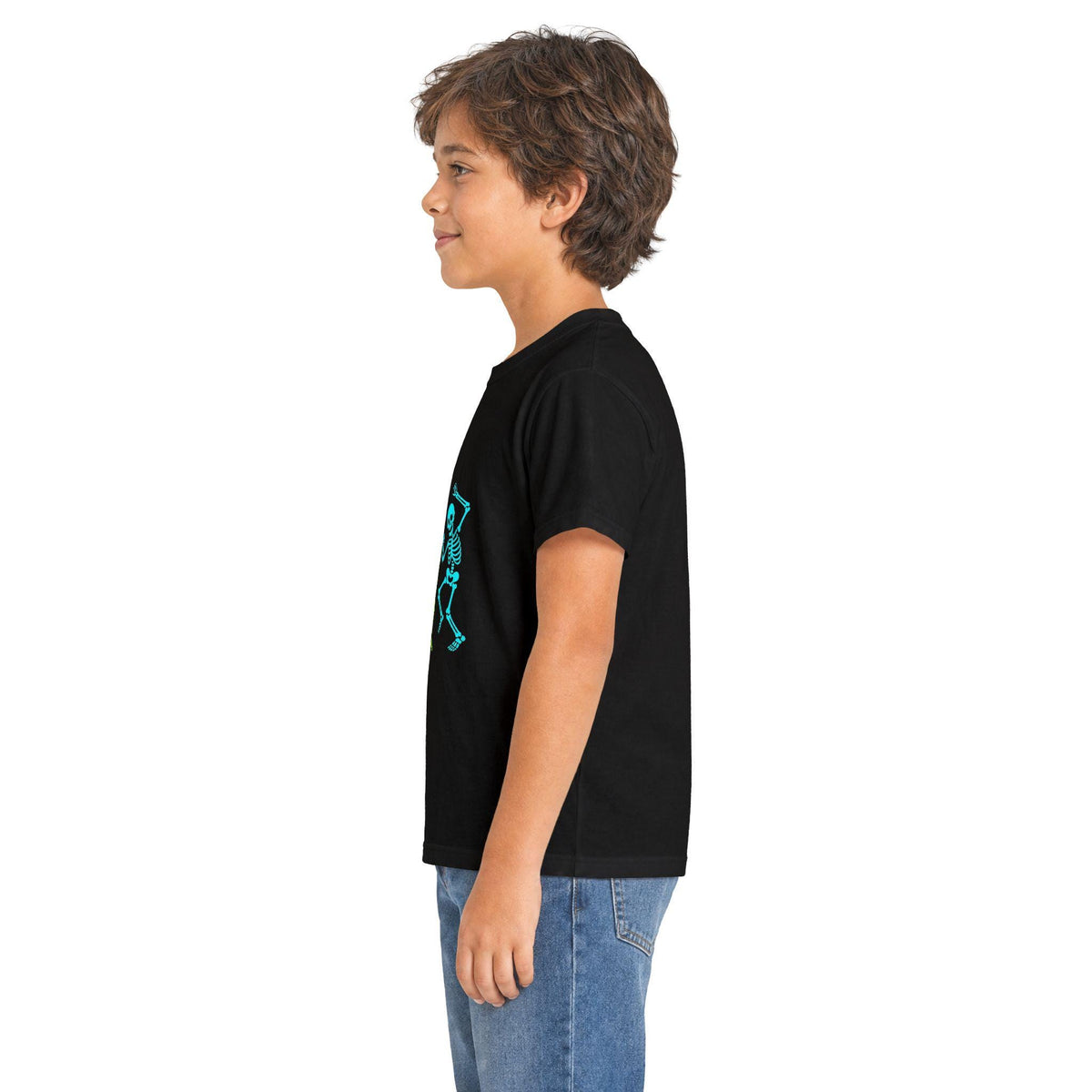 Neon Dancing Skeletons Kids Tee | Colorful Halloween Dance Shirt