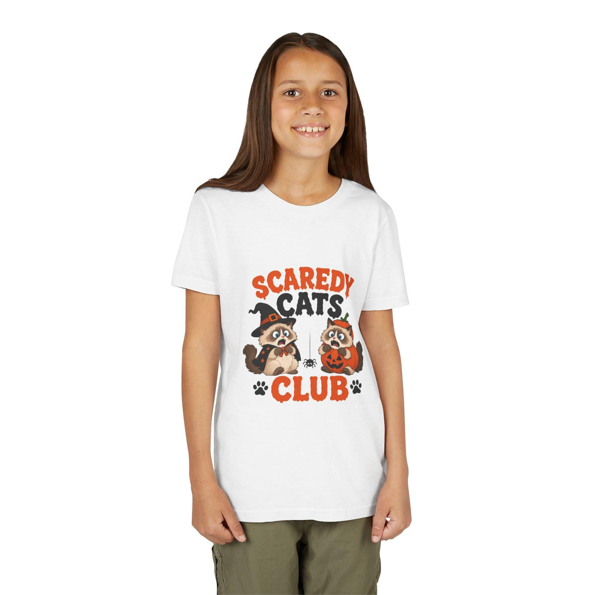 Scaredy Cats Club Youth Tee | Halloween Cat Pumpkins, Halloween Tee