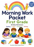 First Grade Morning Work Workbook | 20 Days of Math, Reading, Phonics, Writing & Language Arts | Printable PDF