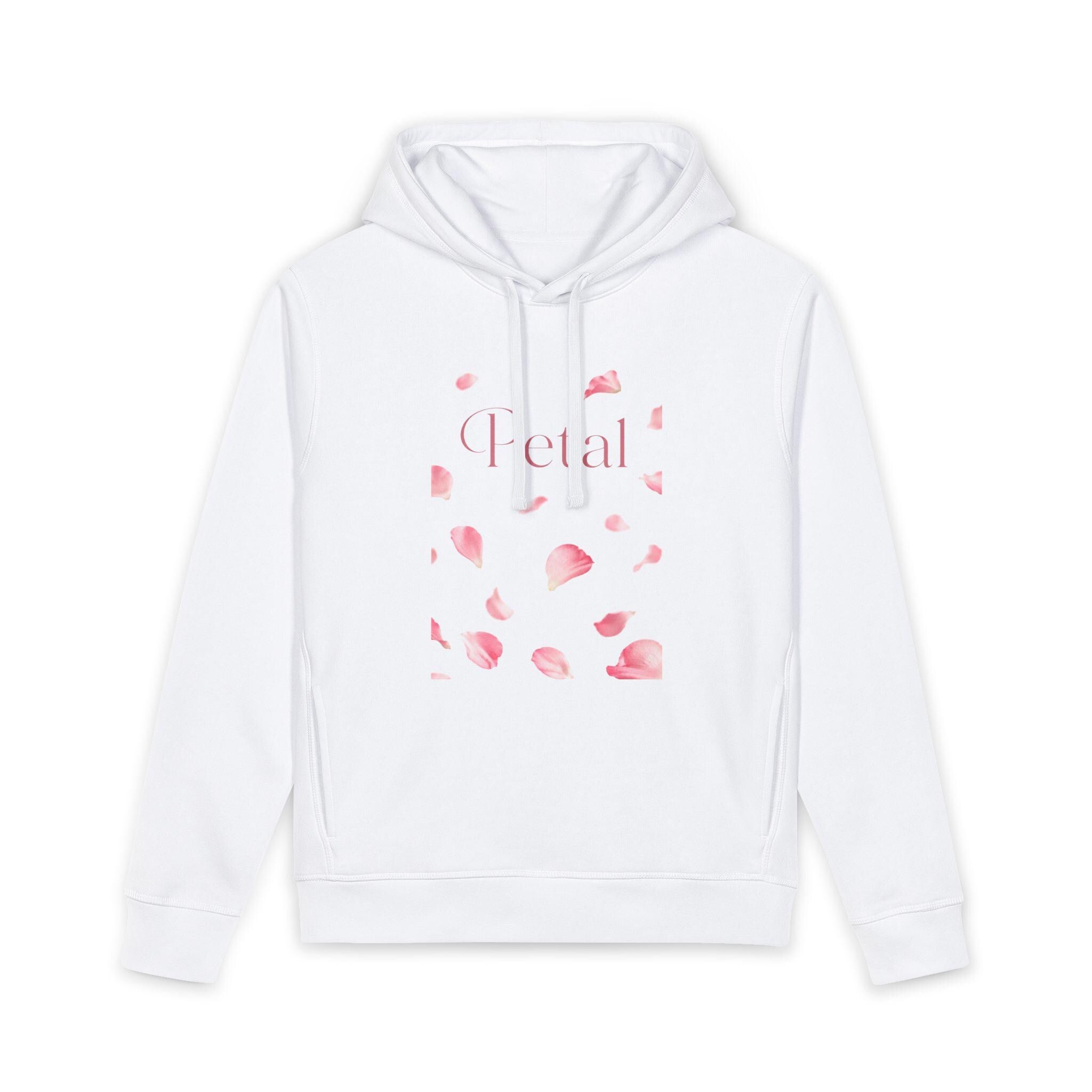 Petal Print Hoodie | Pink Rose Petals Graphic, Music Inspired Print