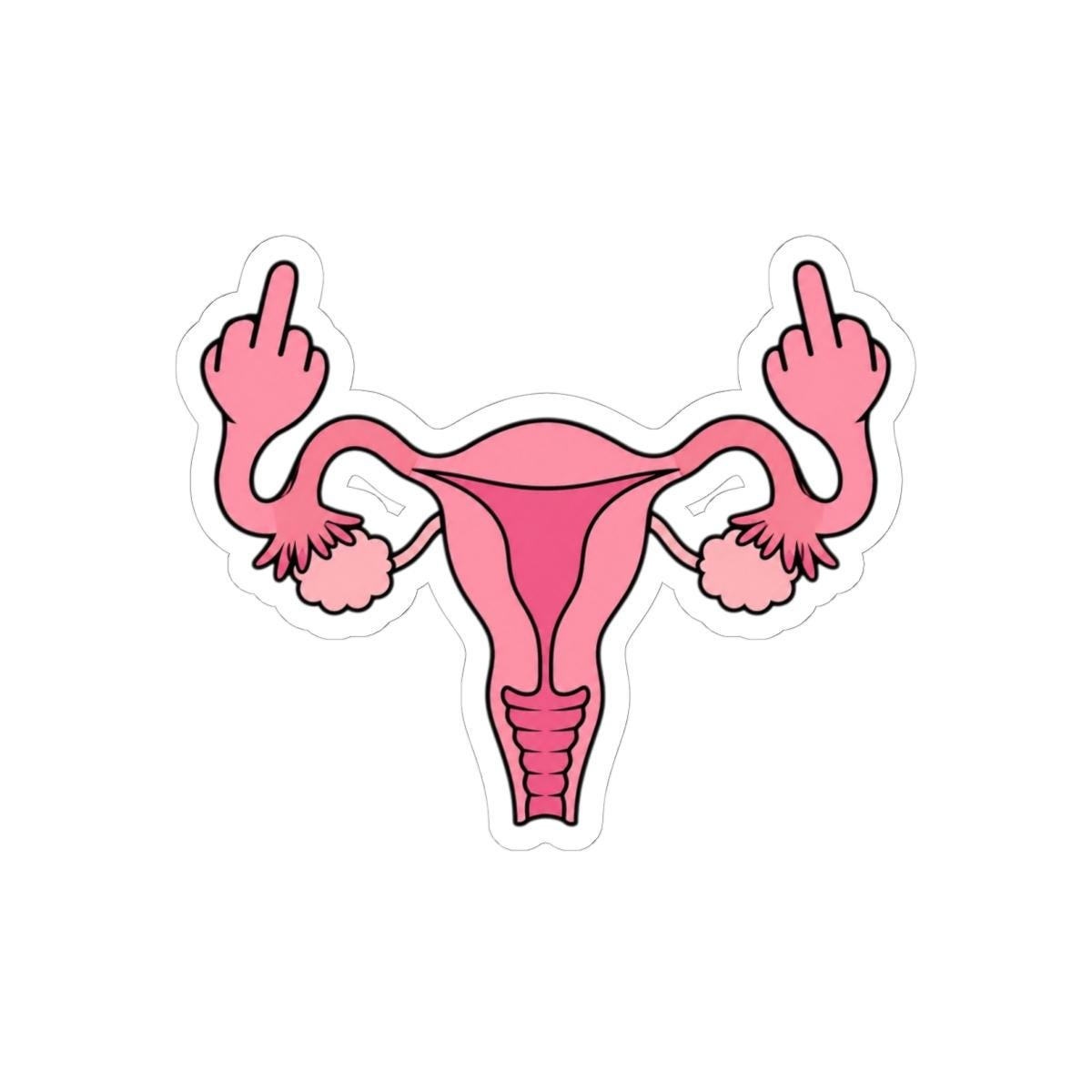 Middle Finger Uterus Kiss-Cut Sticker | Feminist Reproductive Rights Sticker