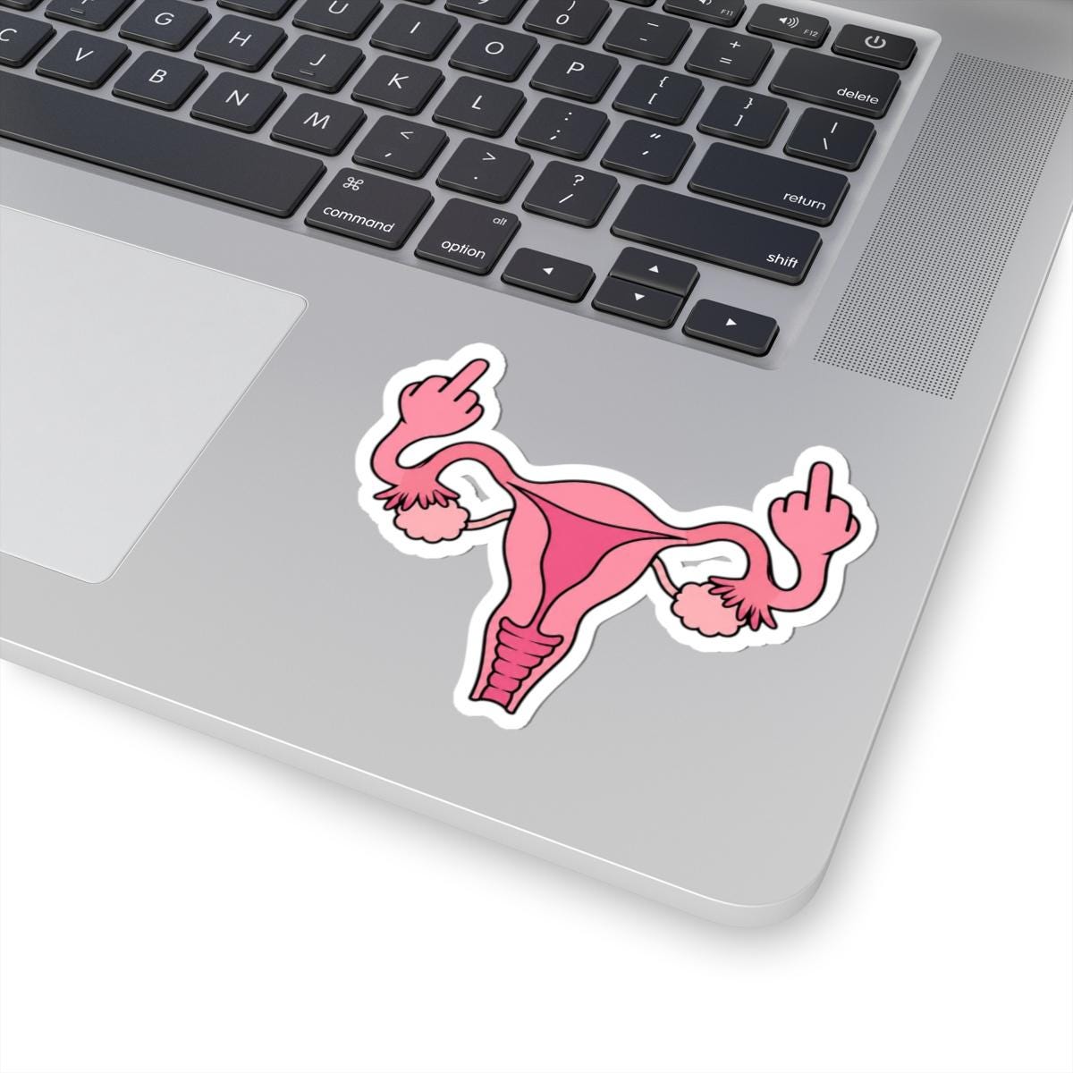 Middle Finger Uterus Kiss-Cut Sticker | Feminist Reproductive Rights Sticker
