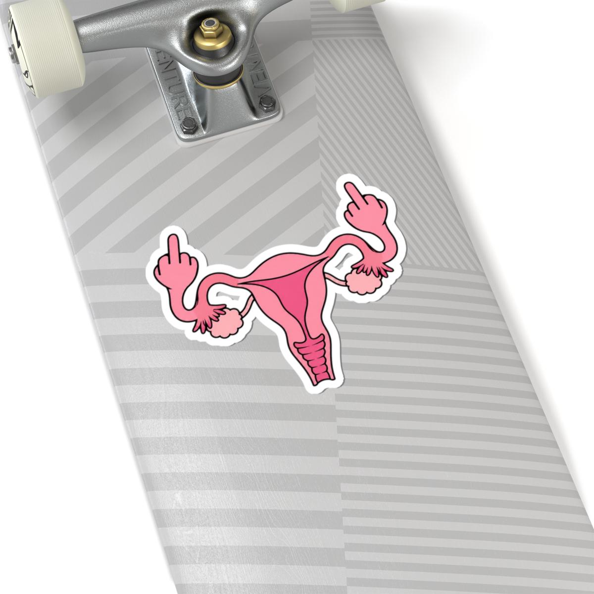 Middle Finger Uterus Kiss-Cut Sticker | Feminist Reproductive Rights Sticker