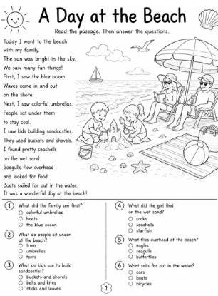 First Grade Reading Comprehension Passages & Questions | 40-Page Printable Workbook with Answer Key
