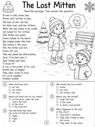 First Grade Reading Comprehension Passages & Questions | 50-Page Printable Workbook with Answer Key