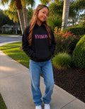 EYEKON Kids Hoodie | Pink Text Logo, Minimal Graphic Sweatshirt, Girl's Gift