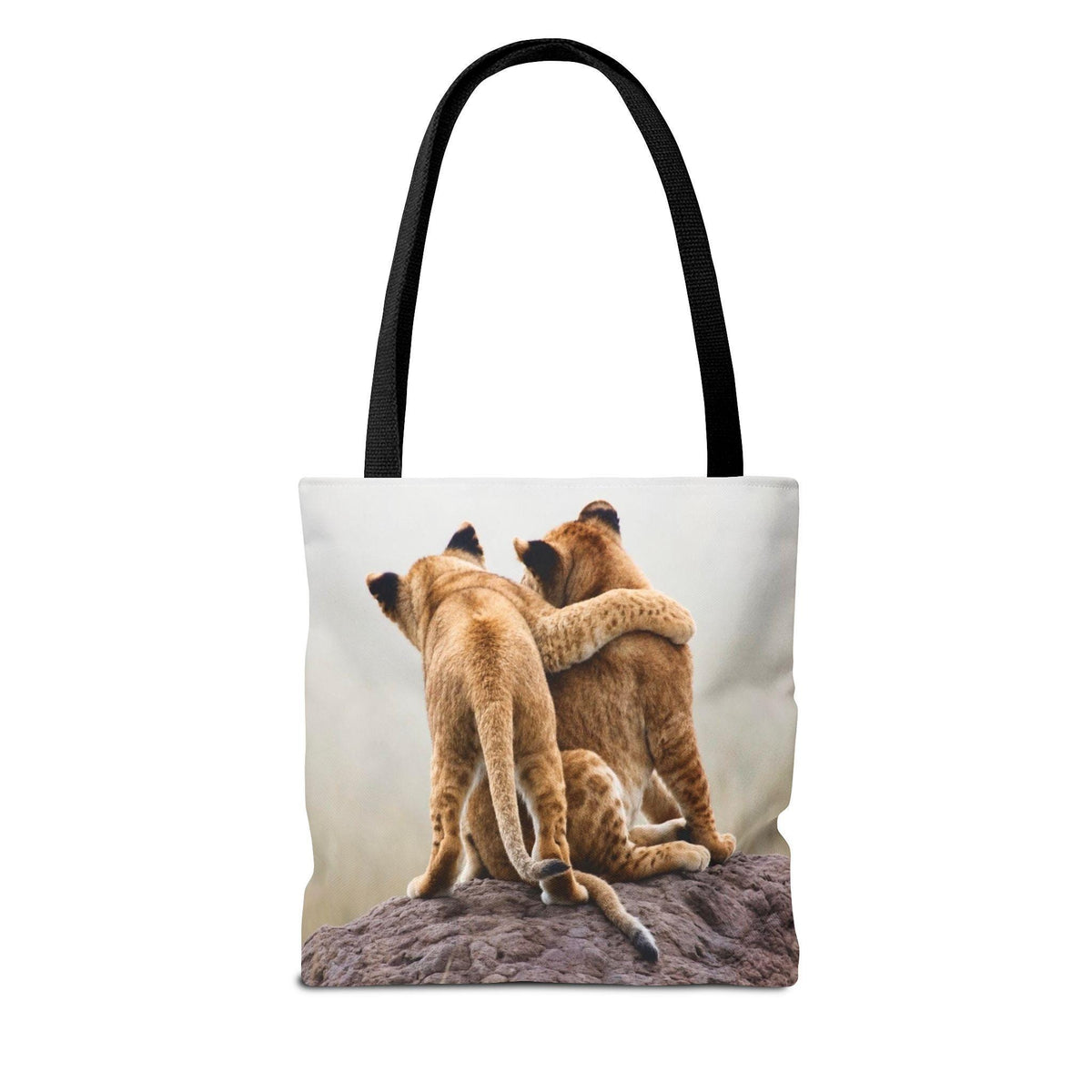 Lion Cubs Hugging Tote Bag | Wildlife Photography, Safari Animal Print