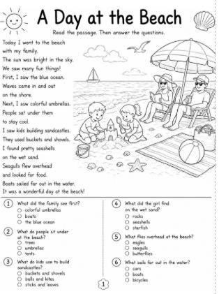 1st Grade Reading Comprehension Worksheets | 40 Passages & Questions | Printable ELA