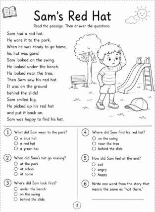 1st Grade Reading Comprehension Worksheets | 40 Passages & Questions | Printable ELA