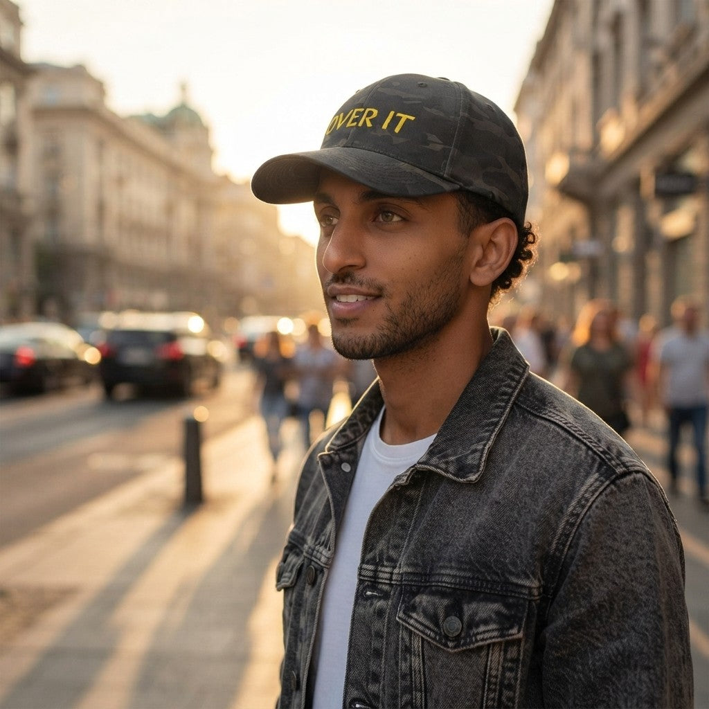 OVER IT embroidery cap | structured closed-back hat